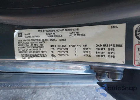 2006 Hummer H3 Suv z USA, uszkodzony, nr VIN 5GTDN136268272805